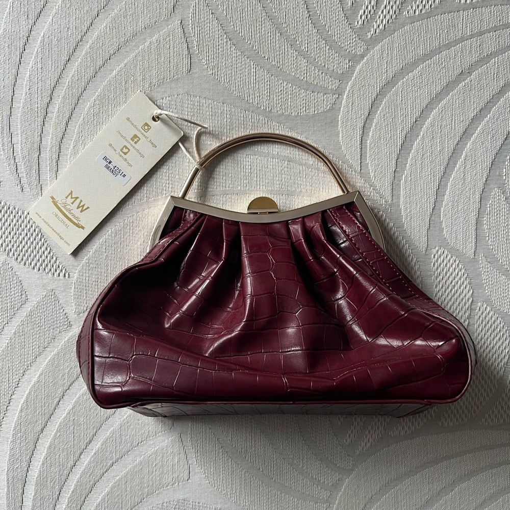 NWT Burgundy Crocodile-Embossed Bag